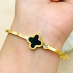 Black Clover Cuff Bangle Bracelet